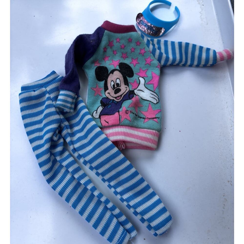 Vintage Disney Mickey Mouse Barbie Doll Clothes Outfit & Visor 80's 90's